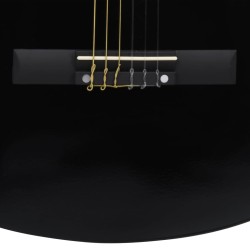 12-tlg. Klassikgitarren-Set für Anfänger Schwarz 4/4 39"