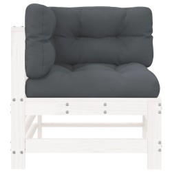 Ecksofa mit Kissen Weiß Massivholz Kiefer