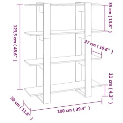 Bücherregal/Raumteiler Grau Sonoma 100x30x123,5 cm