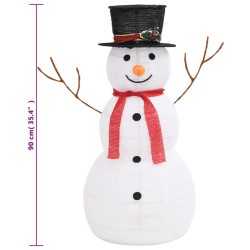 LED-Schneemann Weihnachtsfigur Luxus-Stoff 90 cm