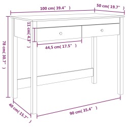 Schreibtisch mit Schubladen Schwarz 100x50x78 cm Massivholz