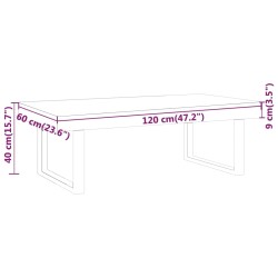 Couchtisch Dunkelbraun und Schwarz 120x60x40 cm MDF und Eisen