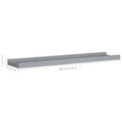 Bilderleisten 2 Stk. Grau 60x9x3 cm MDF