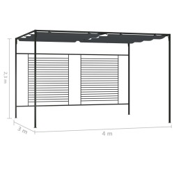 Pavillon mit Ausziehbarem Dach 4x3x2,3 m Anthrazit 180 g/m²