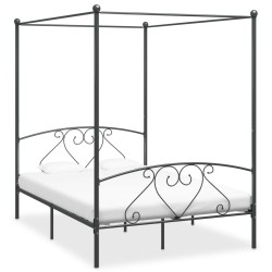 Himmelbett-Gestell Grau Metall 140 x 200 cm