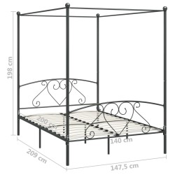 Himmelbett-Gestell Grau Metall 140 x 200 cm