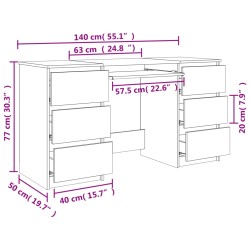 Schreibtisch Braun Eichen-Optik 140x50x77 cm Holzwerkstoff