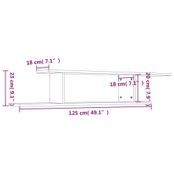 TV-Wandregal Sonoma-Eiche 125x18x23 cm Holzwerkstoff