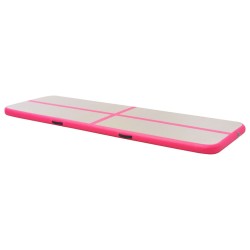 Aufblasbare Gymnastikmatte mit Pumpe 500x100x10 cm PVC Rosa