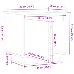 Nachttische 2 Stk. Grau 40x30x40 cm Massivholz Kiefer