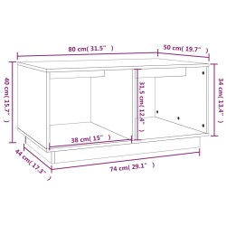 Couchtisch Schwarz 80x50x40 cm Massivholz Kiefer