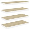 Schweberegale 4 Stk. Eichen-Optik und Weiß 80x23,5x3,8 cm MDF