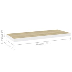 Schweberegale 4 Stk. Eichen-Optik und Weiß 80x23,5x3,8 cm MDF