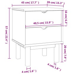 Nachttisch OTTA Braun&Weiß 45x39x57 cm Massivholz Kiefer