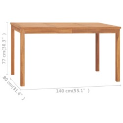 Garten-Esstisch 140x80x77 cm Massivholz Teak