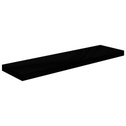 Schweberegale 2 Stk. Hochglanz-Schwarz 90x23,5x3,8 cm MDF