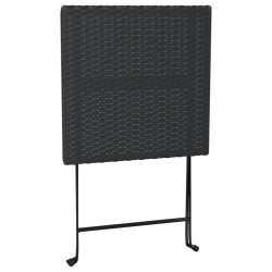 3-tlg. Bistro-Set Klappbar Schwarz Poly Rattan