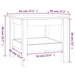 Couchtisch Grau 45x45x40 cm Massivholz Kiefer