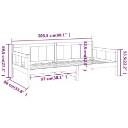 Tagesbett Honigbraun Massivholz Kiefer 80x200 cm