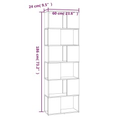 Bücherregal/Raumteiler Braun Eichen-Optik 60x24x186 cm