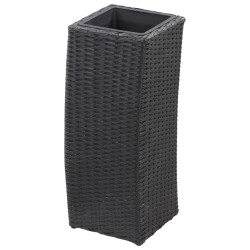 Garten-Hochbeete 3-tlg. Poly Rattan Schwarz