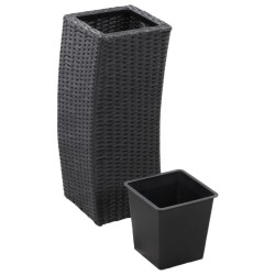 Garten-Hochbeete 3-tlg. Poly Rattan Schwarz