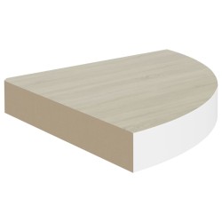 Eck-Schweberegal Eichen-Optik und Weiß 25x25x3,8 cm MDF