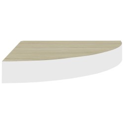 Eck-Schweberegal Eichen-Optik und Weiß 25x25x3,8 cm MDF