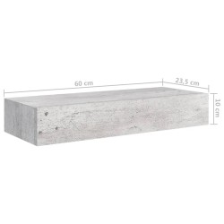 Wandregale mit Schubladen 2 Stk. Betongrau 60x23,5x10 cm MDF