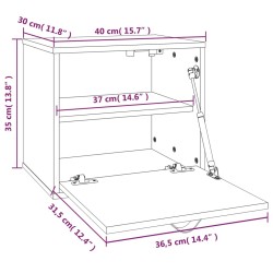 Wandschrank Schwarz 40x30x35 cm Massivholz Kiefer