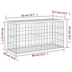 Gartenbank aus Gabionen 83x31,5x42 cm Kiefernholz Imprägniert