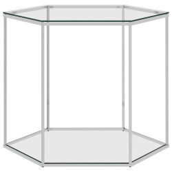 Couchtisch Silbern 60x53x50 cm Edelstahl und Glas