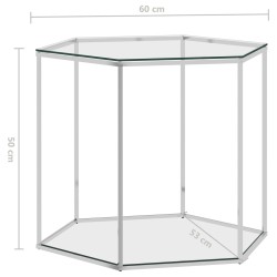 Couchtisch Silbern 60x53x50 cm Edelstahl und Glas