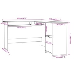 Eckschreibtisch in L-Form Hochglanz-Weiß 120x140x75 cm