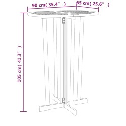 Bartisch Klappbar 90x65x105 cm Massivholz Teak