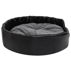 Hundebett Schwarz-Dunkelgrau 90x79x20 cm Plüsch und Kunstleder