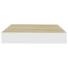 Schweberegale 4 Stk. Eichen-Optik und Weiß 23x23,5x3,8 cm MDF