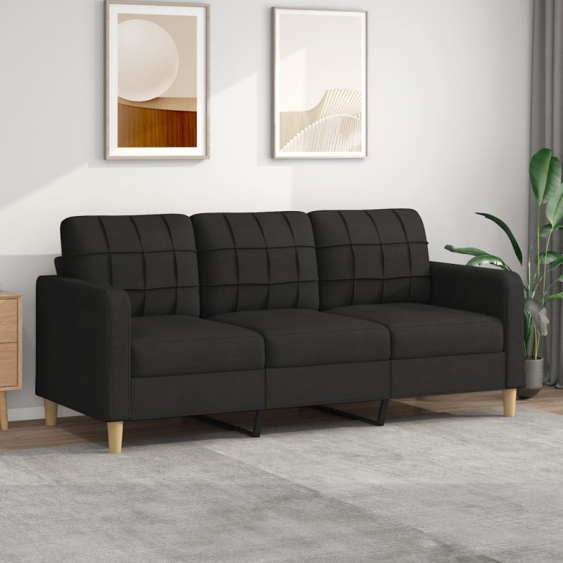 3-Sitzer-Sofa Schwarz 180 cm Stoff