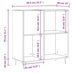 Plattenschrank Betongrau 84,5x38x89 cm Holzwerkstoff