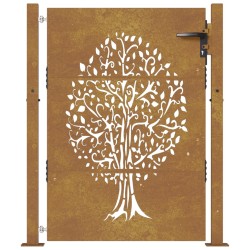 Gartentor 105x155 cm Cortenstahl Baum-Design