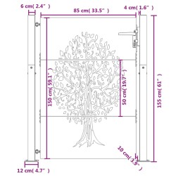 Gartentor 105x155 cm Cortenstahl Baum-Design