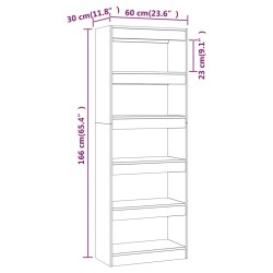 Bücherregal/Raumteiler Grau Sonoma 60x30x166 cm Holzwerkstoff