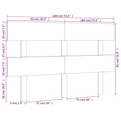 Kopfteil Schwarz 184x3x81 cm Massivholz Kiefer