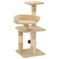 Katzen-Kratzbaum mit Sisal-Kratzsäulen 65 cm Beige