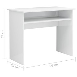 Schreibtisch Hochglanz-Weiß 90x50x74 cm Holzwerkstoff