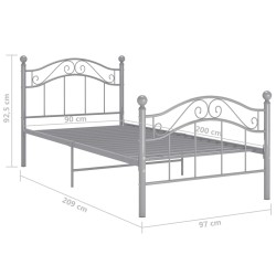 Bett Grau Metall 90x200 cm