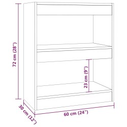 Bücherregal/Raumteiler Grau Sonoma 60x30x72 cm