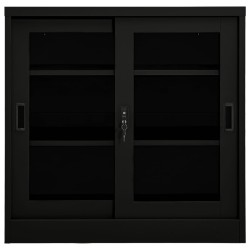 Schrank mit Schiebetür Schwarz 90x40x90 cm Stahl