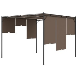 Gartenpavillon mit Seitenvorhang 3x3x2,25 m Taupe