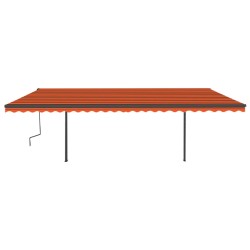 Markise Manuell Einziehbar mit LED 6x3,5 m Orange und Braun